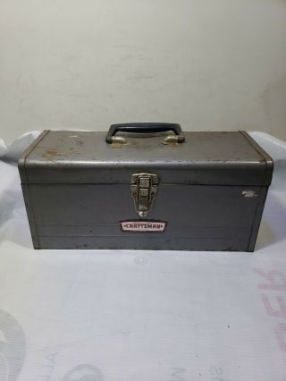 Vintage Sears Craftsman Gray Tool Box With Tray.  17 Inch By 7 By 7 1/2 Tall