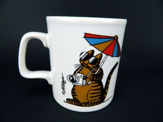 Vintage 1980 B Kliban Tourist Cat Porcelain Coffee Cup Mug Made In England