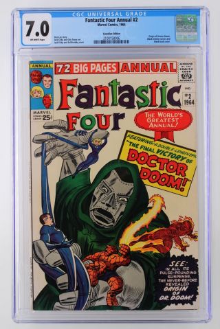 Fantastic Four Annual 2 - Marvel 1964 Cgc 7.  0 Origin Of Doctor Doom.  Blank Inte