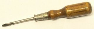 7 1/4 " Stanley Sw Wood Handle Flat Tip Screwdriver / Sw Logo = 1919 - 1924