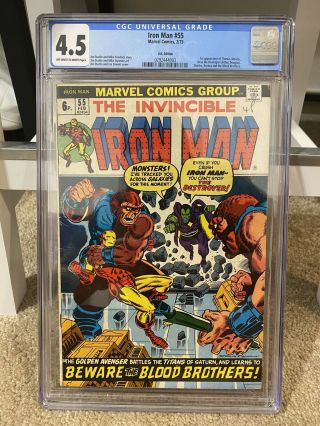 Iron Man 55 Cgc 4.  5 Uk Price Variant 1st App Of Thanos Ow/w Pages