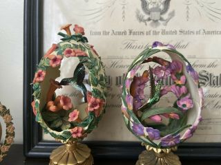 Franklin House Of Faberge Hummingbird Eggs (2) Figurines