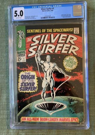 Silver Surfer 1 (1968) Cgc 5.  0 - Origin Silver Surfer Marvel,  Off White Pages