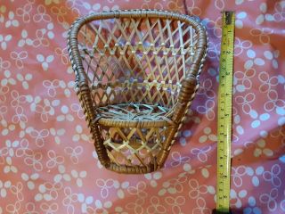 Vintage Wicker Boho Moroccan Plant Peacock Chair Small Plant Stand 1970s