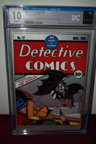 Cgc Detective Comics 27 Pure Silver Foil Cgc 10.  0 (gem),  Hot,  Hot,  Hot