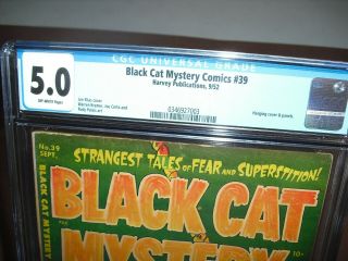 Black Cat Mystery Comics 39 CGC 5.  0 w/ OW pages 1952 Pre Code Horror not CBCS 2