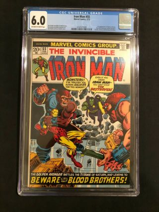 Cgc 6.  0 Iron Man 55 Mega Key 1st App Thanos,  Eternal Titan Born W/deviants Gene