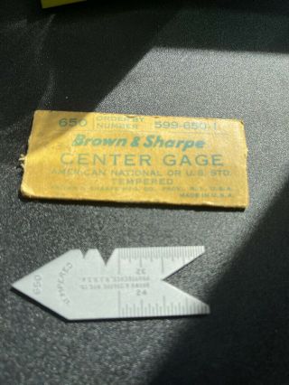 Vintage Brown & Sharpe No.  650 Machinist 60 Deg.  Thread Center Gage Made In Usa