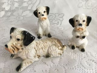 Cute Set Of 3 Vintage Enesco Bone China Dog Figurines
