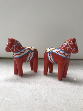 Reserved For Jaspers2: Red Swedish Dala Horse Ceramic Salt & Pepper Shaker