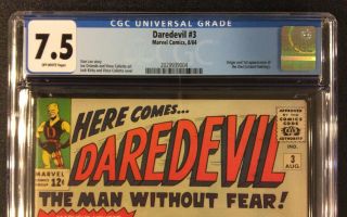 DAREDEVIL 3 Comic Book CGC 7.  5 Marvel 1964 Jack Kirby STAN LEE 1st App THE OWL 2