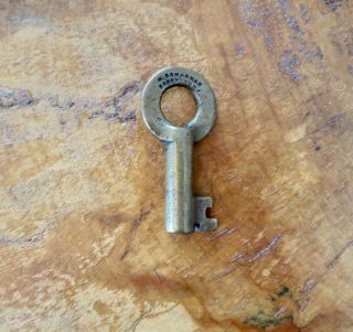 Antique W.  Bohannan Brooklyn N.  Y.  Hollow Barrel Brass Padlock Key 2