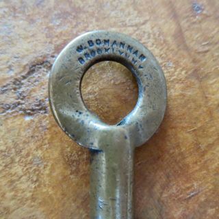 Antique W.  Bohannan Brooklyn N.  Y.  Hollow Barrel Brass Padlock Key 3