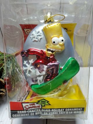 Bart Simpsons Hand Crafted Glass Holiday Ornament By Kurt Adler - Nib