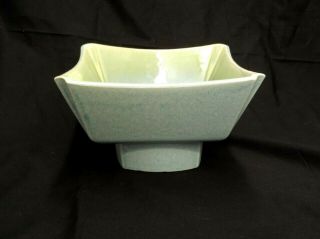 Square Pedestal Planter Bowl Blue Green Ceramic Garden Patio