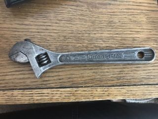 Vintage 50s 8 " Craftsman Double - Line Adjustable Wrench Crescent Usa Circle Y