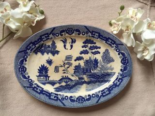 Vintage Japanese Classic Blue Willow Oriental Decorative Plate 1950’s - 1970’s