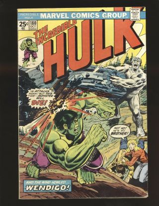 Incredible Hulk 180 Marvel Value Stamp Intact 1st Wolverine Cameo Vg/fine Cond