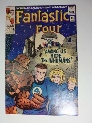 Fantastic Four 45 Dec 1965 Marvel Silver Age 1st Inhumans Key 7.  0 Fn - Vf