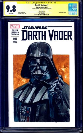 Darth Vader 1 Blank Cgc Ss 9.  8 Signed Painted Sketch By Dave Dorman Star Wars