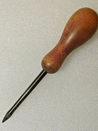 Antique Vintage Wood Handle Screw Thread Hole Starter Awl 5 3/4 In.