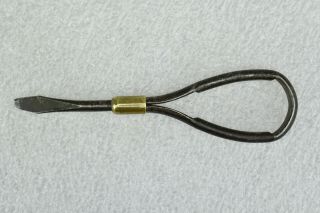 Vintage Antique Wire Formed Flat Head Screwdriver Steel & Brass 4.  5 "