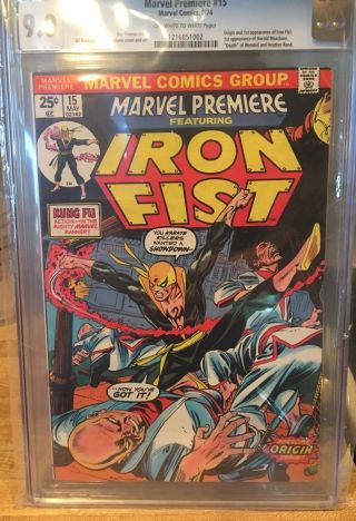(1974) Marvel Premiere 15 Iron Fist 1st Appearance Origin Key - Cgc 9.  0 Vf/nm