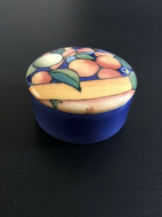 Vintage Jammet Seignolles Limoges France Porcelain Blue W/ Fruit Trinket Box