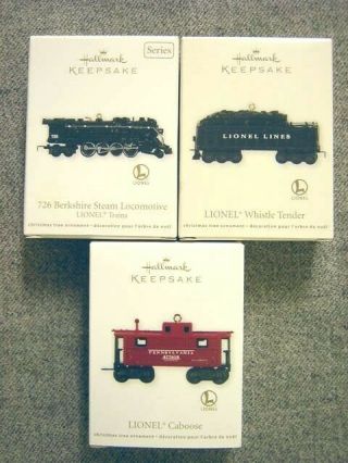 2011 Hallmark Lionel Berkshire Locomotive,  Tender,  Caboose Ornaments