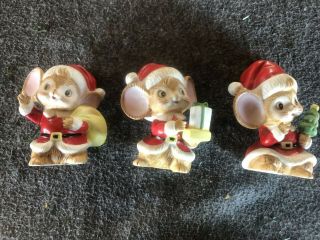 Homco Christmas Mice Set 3 Figurines Vintage Home Interiors 5405