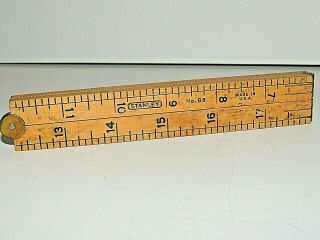 Vintage Stanley 68 Boxwood & Brass Folding Rule - Vertical Scales -