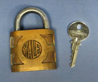Vintage Yale & Towne Mfg.  Co.  Brass Padlock With Key -