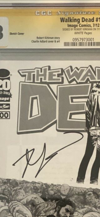 The Walking Dead 100 CGC SS 9.  8 Kirkman Sig.  1:200 Sketch 1st Negan,  Lucille. 2