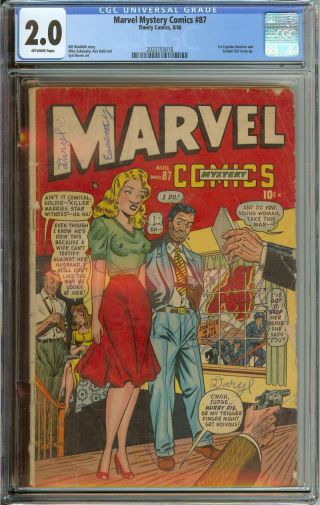 Marvel Mystery Comics 87 Cgc 2.  0 Ow Pages