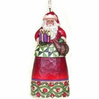 Enesco Jim Shore Santa With Present Hanging Ornament 4014377 - Ec