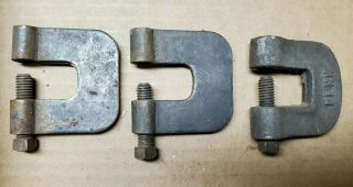 3 Vintage C Clamps - 2 Steel - 1 Cast Iron - Small Tool Machineist Welding