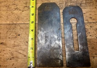 2 (two) Large Antique W.  Butcher Plane Irons.  One Is Tapered.