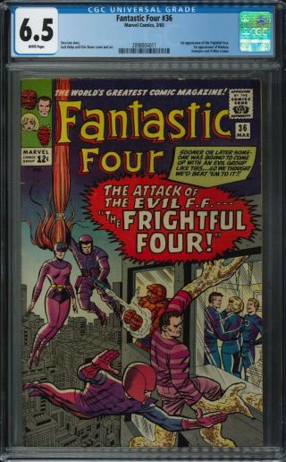 Fantastic Four 36 Cgc 6.  5 First Appearance Frightful Four,  First Medusa Key