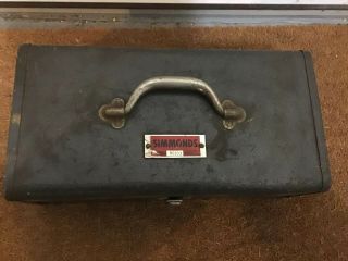 Vintage Simmonds Mechanics Metal Steel Tool Box Chest Red Tray 16 Inches Old