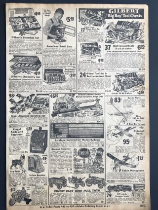 Vintage 1930 Gilbert Big Boy Tool Chest Tinkertoy B&w Print Ad 9x13 - 1/4” Mwc 299