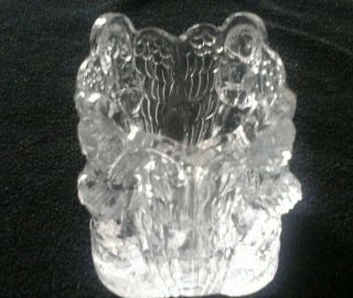 Heavy Glass Candle Holder Or Hard Candy/mint Holder Angels On The Sides