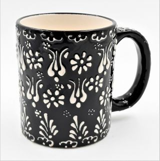 Myth Arts Pottery Dantel Coffee Mug Black & White Ceramic Hand Made Turkey