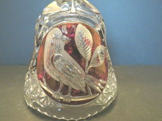 Hofbauer Byrdes 7 7/8 Inch Crystal Bell - Clear And Red Glass - Germany 2