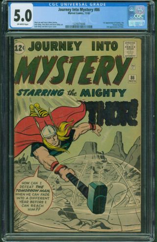 Journey Into Mystery 86 Cgc 5.  0 Ow Pages 1st Appearance Zarko 1st Full Odin