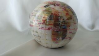 World Globe Paperweight Semi Precious Stones Mother Of Pearl