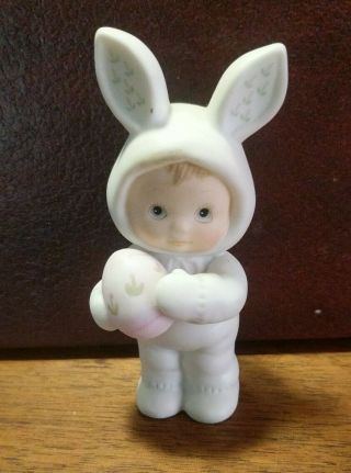 Enesco Morehead Holly Babes Baby In Bunny Suit With Easter Egg,  Figurine 1984