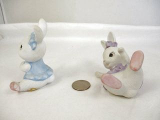 Homco Set 3 White Bunny Rabbit Girl Ballerina Figurines Easter Porcelain 1418 B 3