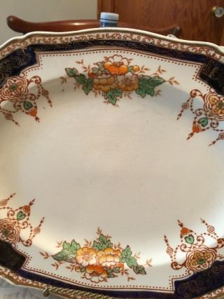 Royal Victoria Semi Porcelain England 11 Inch Platter Small Art Deco Imari 3
