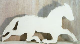 Wall Plaque Horse Wood Cut - Out Painted White Hand Crafted Folk Art Vintage