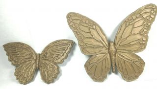 Set Of 2 Homco Plastic Butterfly Wall Decor Vintage1971 Homco T - 7040 & T - 7041